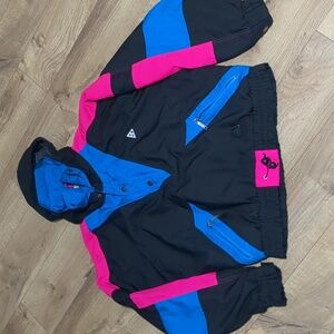 Vtg Black Bear Neon Colorblock Ski Winter Jacket unisex Size M